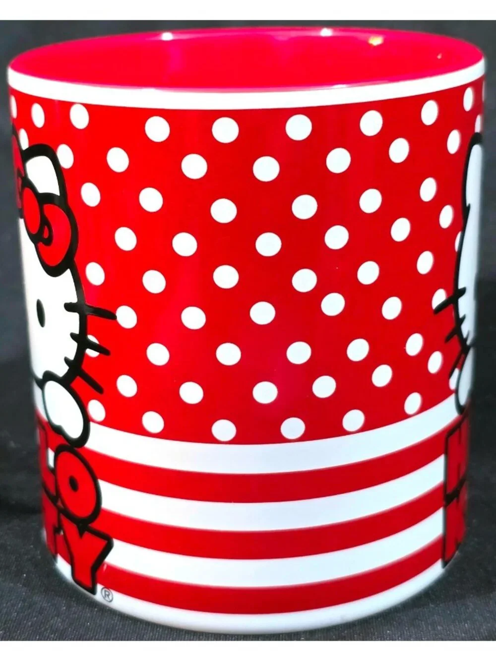 Sanrio HELLO KITTY jumbo oversize 20 oz Coffee Cup Mug Silver Buffalo red dot 4